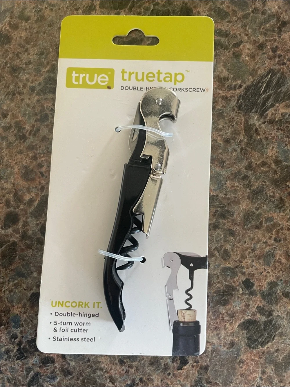 Truetap Double-Hinged Wine Corkscrew – Black & Silver
